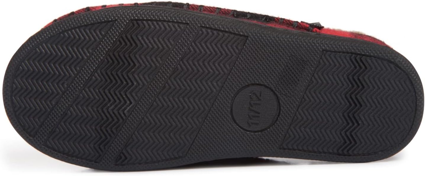 image:imageLucky Brand Boys Buffalo Plaid Memory Foam Clog Slippers Non Slip Rubber Sole House Shoes Kids Cozy Fluffy Bedroom ClogsRed