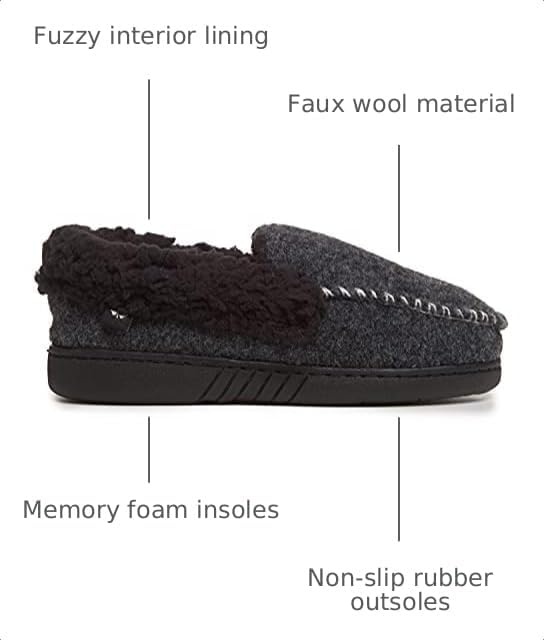 image:imageLucky Brand Boys Faux Wool Aline House Shoes for Kids Memory Foam SlippersBlackBlack