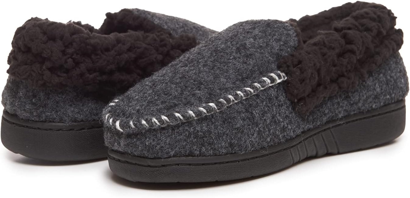 image:imageLucky Brand Boys Faux Wool Aline House Shoes for Kids Memory Foam SlippersBlackBlack