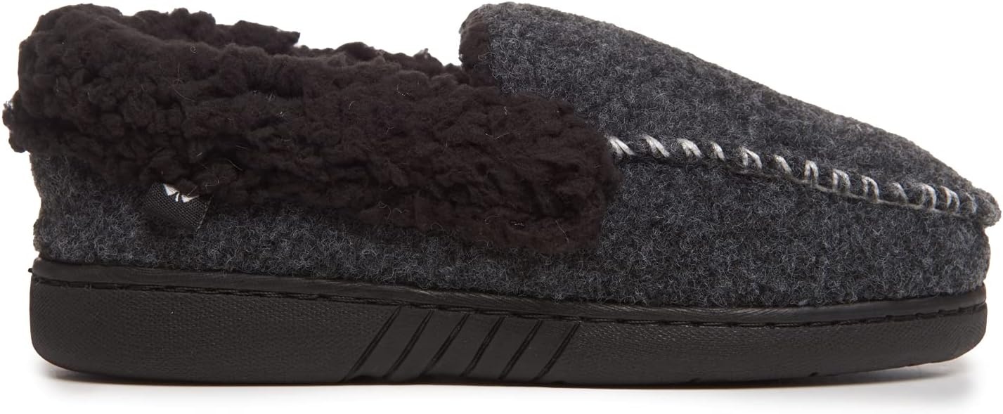 image:imageLucky Brand Boys Faux Wool Aline House Shoes for Kids Memory Foam SlippersBlackBlack