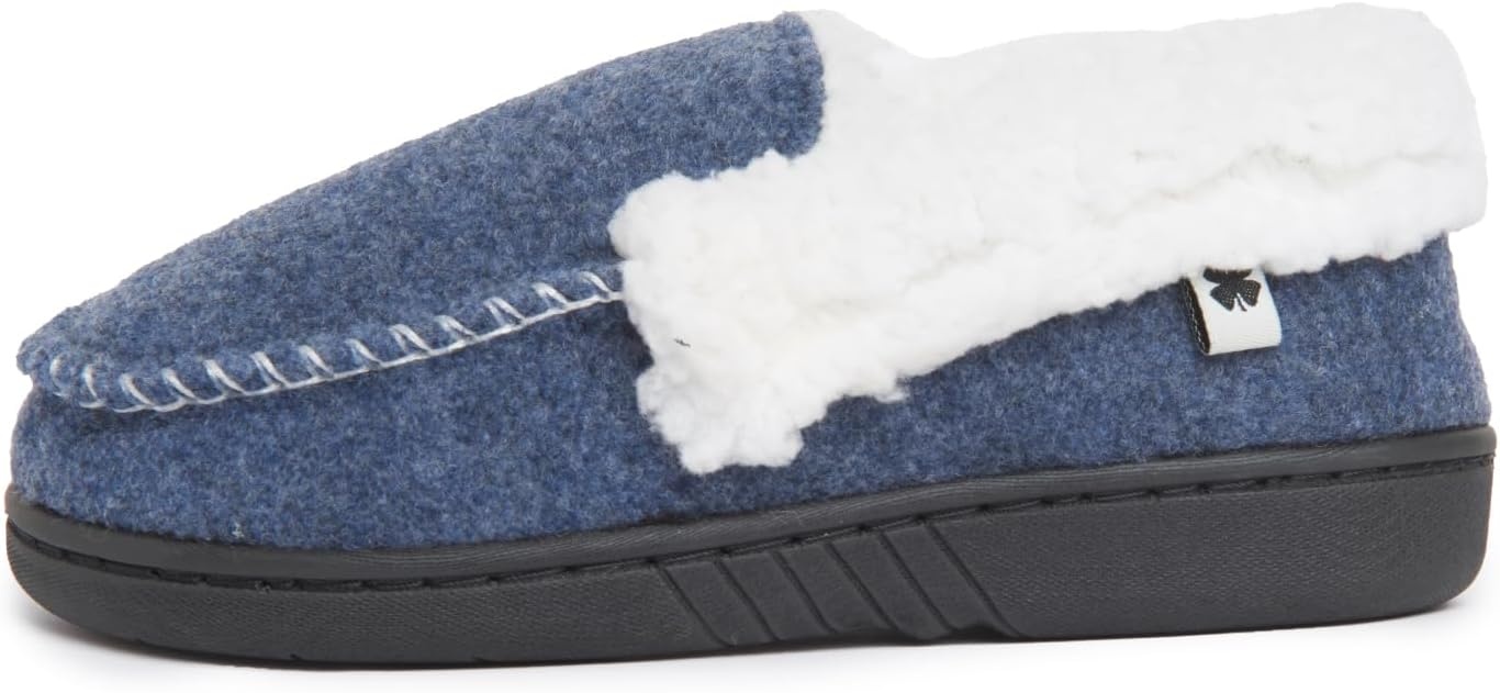 image:imageLucky Brand Boys Faux Wool Aline House Shoes for Kids Memory Foam SlippersBlueWhite
