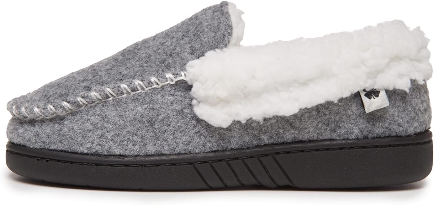 image:imageLucky Brand Boys Faux Wool Aline House Shoes for Kids Memory Foam SlippersGreyWhite