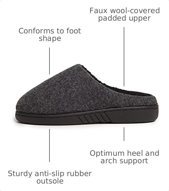 image:imageLucky Brand Boys Faux Wool Clog Slippers with Memory FoamBlack