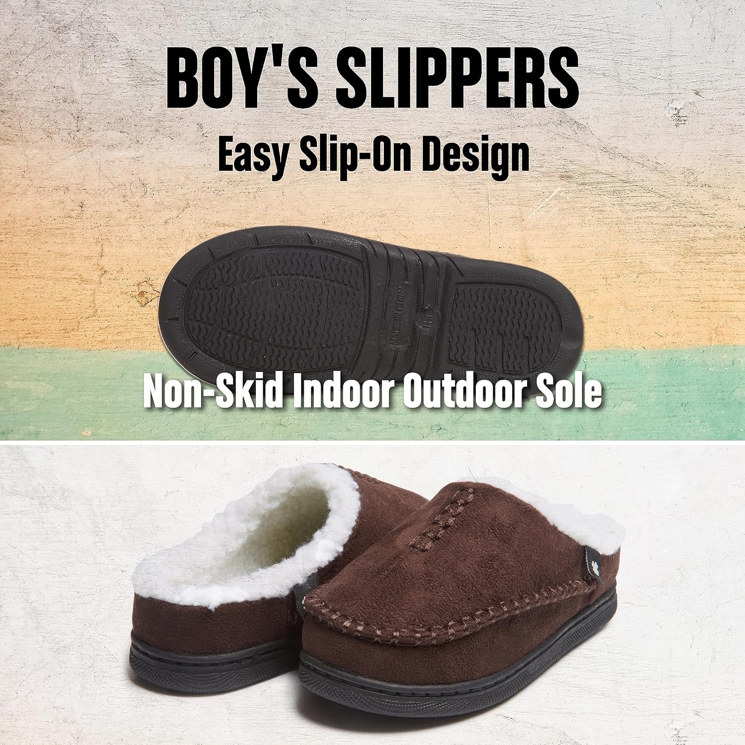 image:imageLucky Brand Boys Faux Wool Clog Slippers with Memory FoamNavy