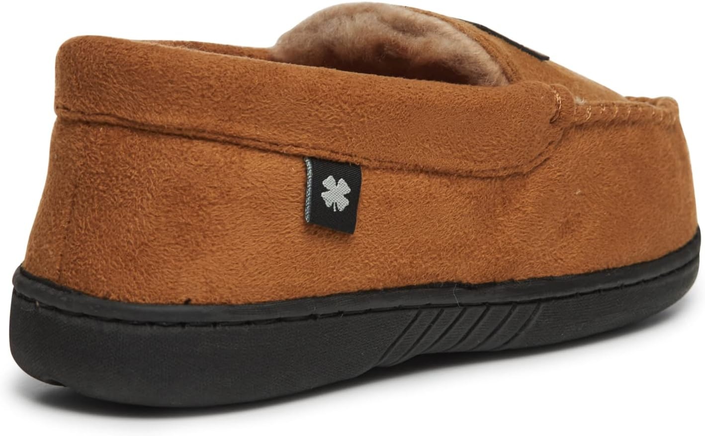 image:imageLucky Brand Boys Micro Suede Fuzzy Lined Moccasin Slippers for KidsTan