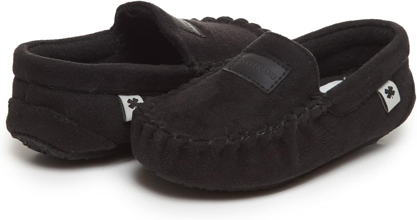 image:imageLucky Brand Boys MicroSuede Moccasin Loafer SlippersBlack