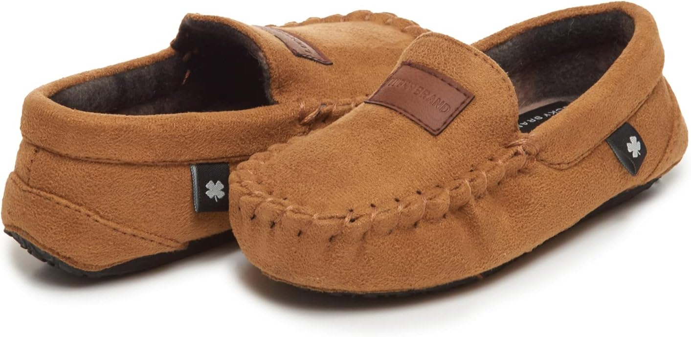 image:imageLucky Brand Boys MicroSuede Moccasin Loafer SlippersTan