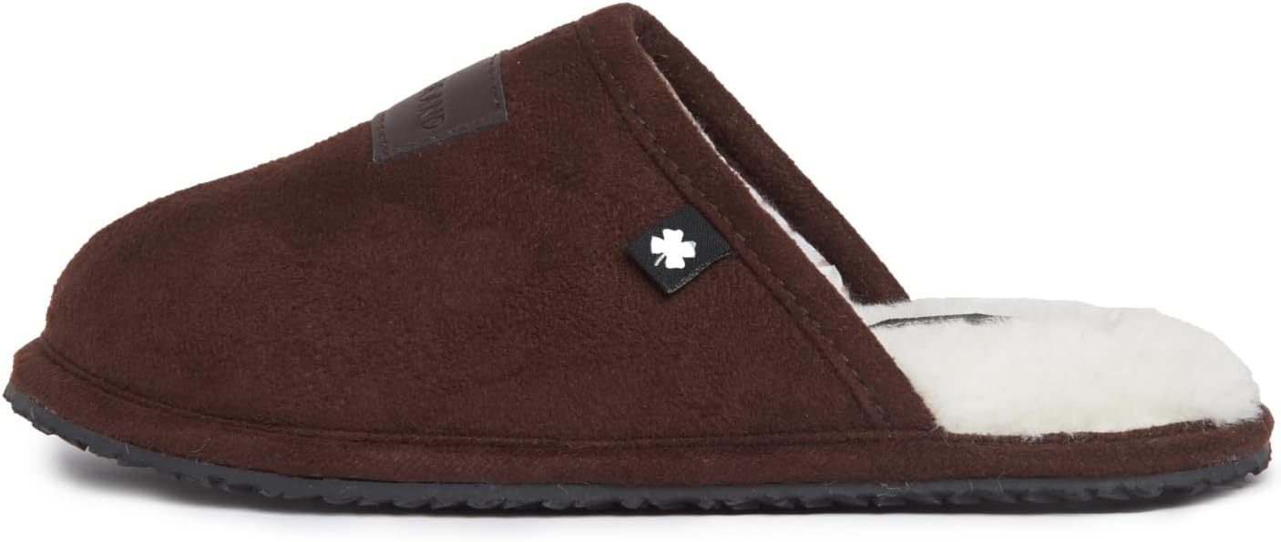 image:imageLucky Brand Boys MicroSuede Scuff Slippers Kids House Shoes with Plush LiningDark Brown