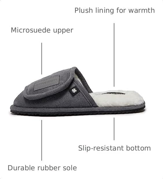 image:imageLucky Brand Boys Slippers Fuzzy Non Slip Memory Foam House Slippers for Kids Plush Soft Rubber Sole Bedroom ShoesGrey