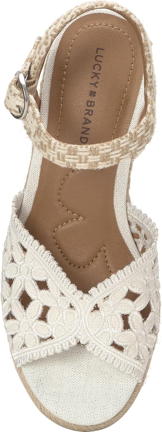 image:imageLucky Brand Coyna Floral Espadrille Wedge SandalsWhite