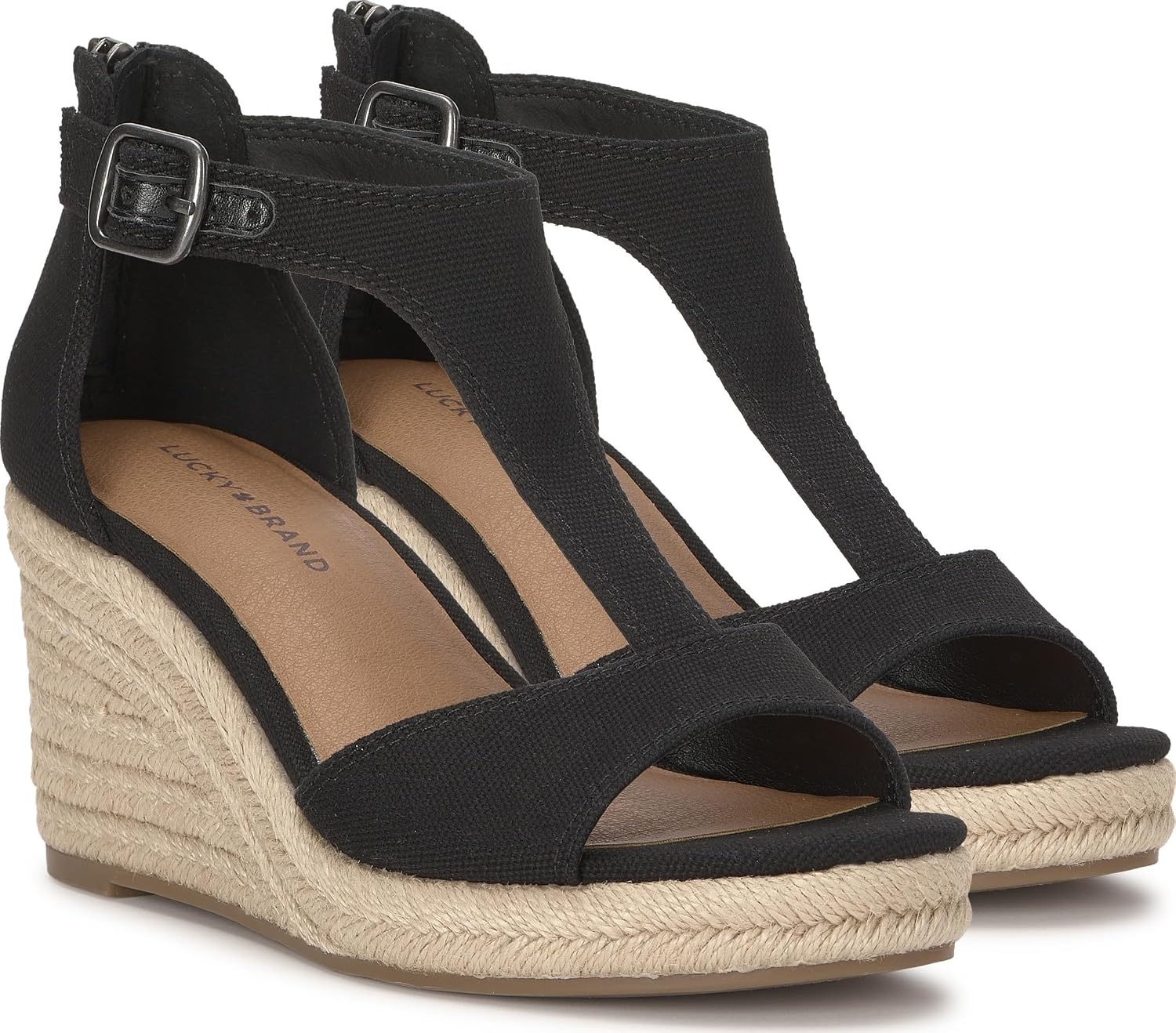 image:imageLucky Brand Cyleste TStrap Wedge SandalsBlack