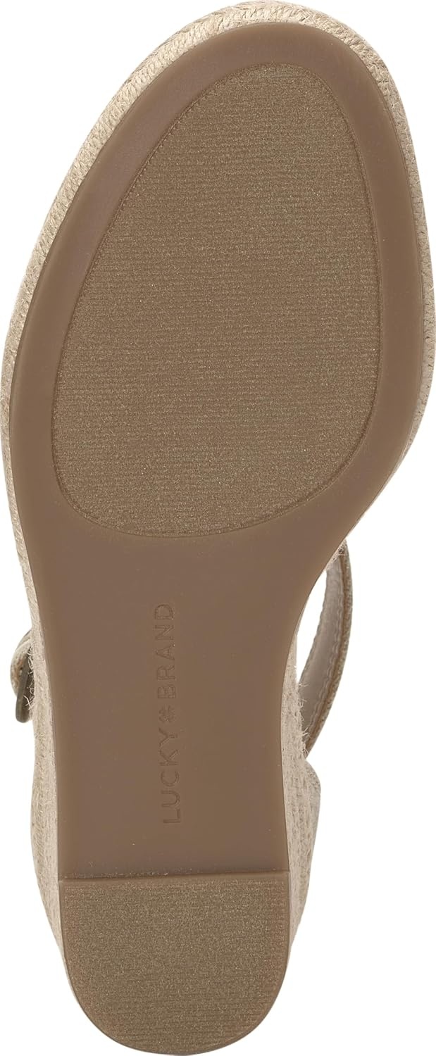 image:imageLucky Brand Cyleste TStrap Wedge SandalsNaturalPlatino