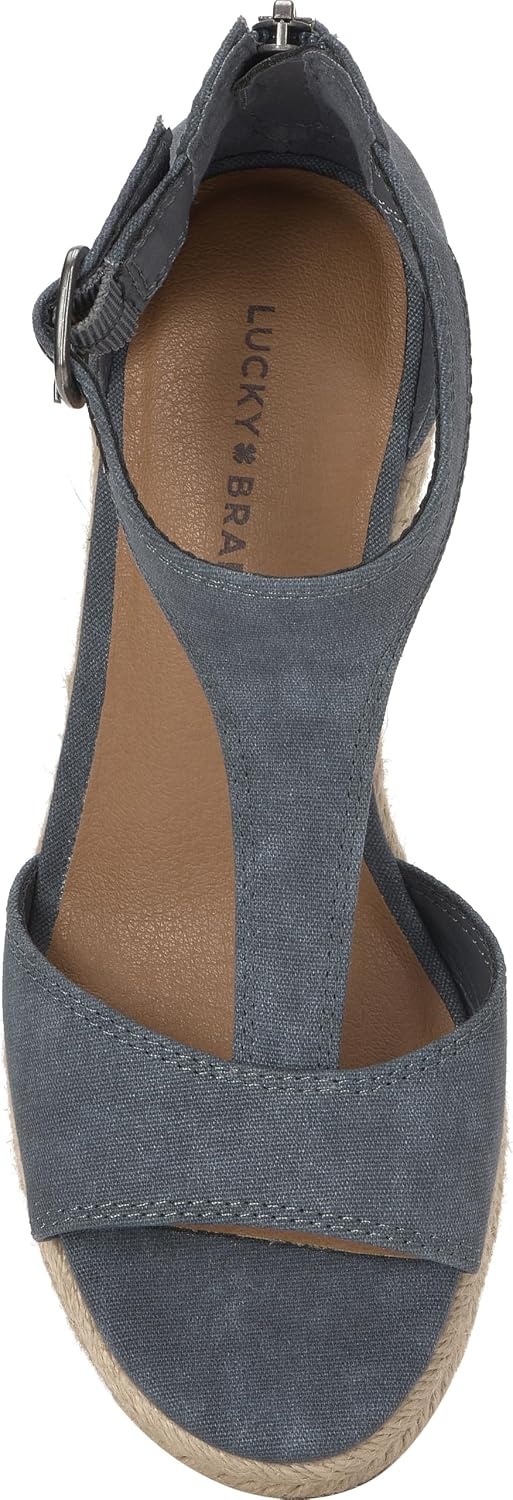 image:imageLucky Brand Cyleste TStrap Wedge SandalsNavy