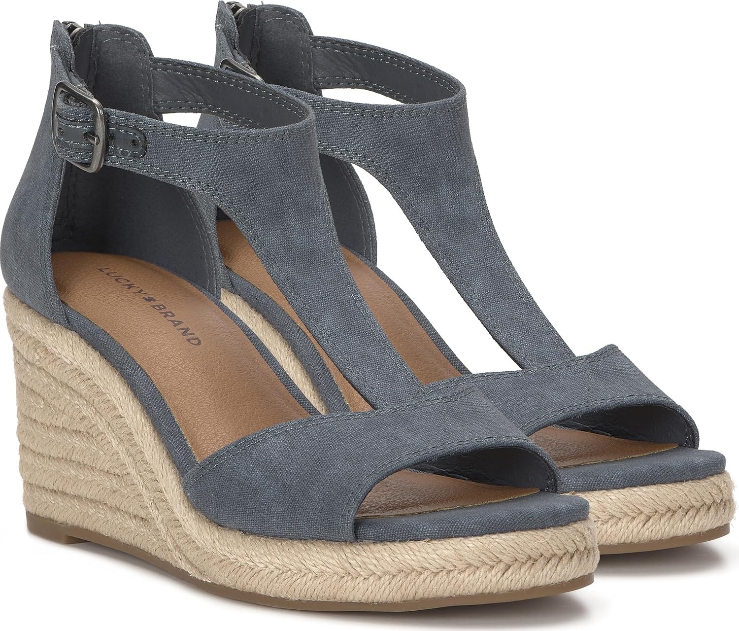 image:imageLucky Brand Cyleste TStrap Wedge SandalsNavy