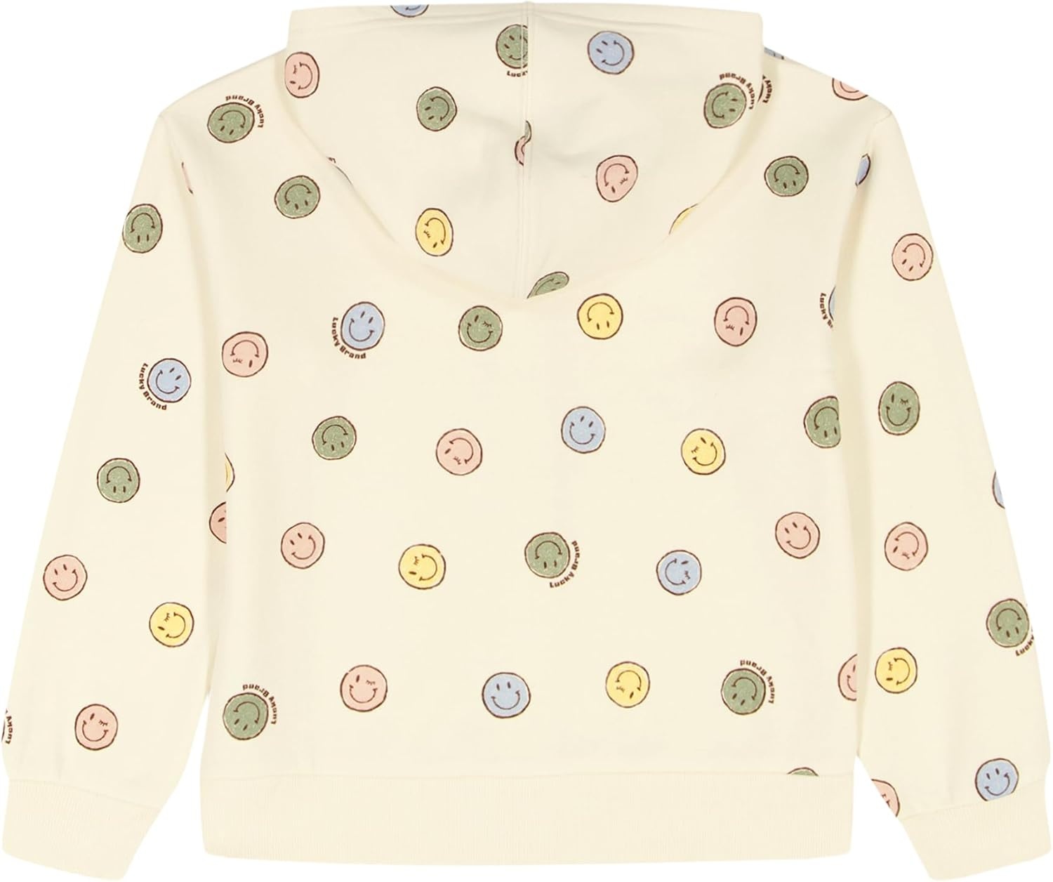 image:imageLucky Brand Girls Long Sleeve Fleece Full Zip Hoodie With Ribbed Cuffs amp WaistEgret Smileys