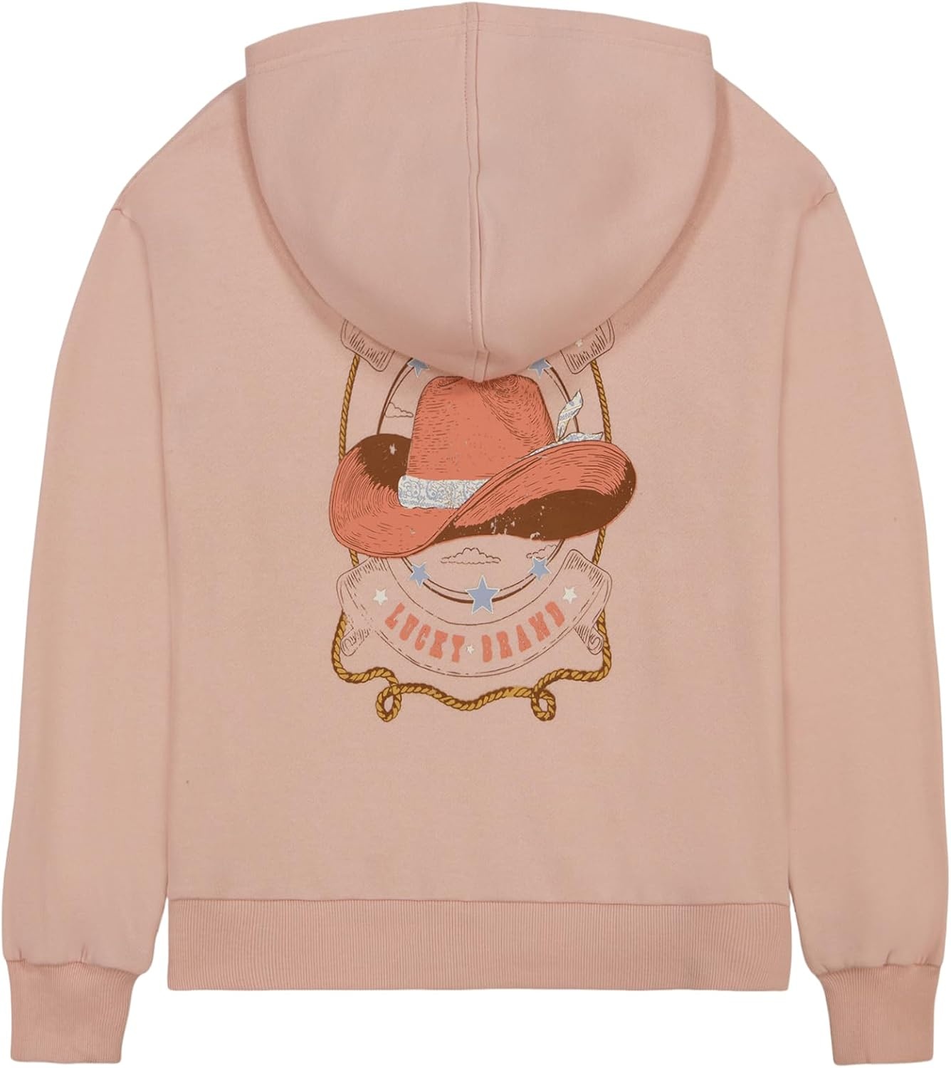 image:imageLucky Brand Girls Long Sleeve Fleece Full Zip Hoodie With Ribbed Cuffs amp WaistPeach Whip Wild West