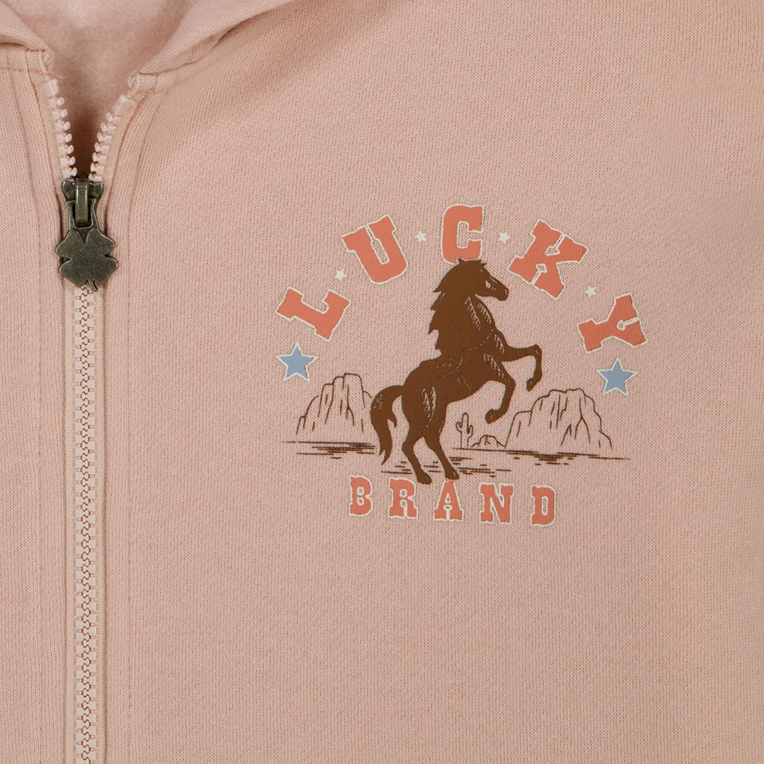 image:imageLucky Brand Girls Long Sleeve Fleece Full Zip Hoodie With Ribbed Cuffs amp WaistPeach Whip Wild West