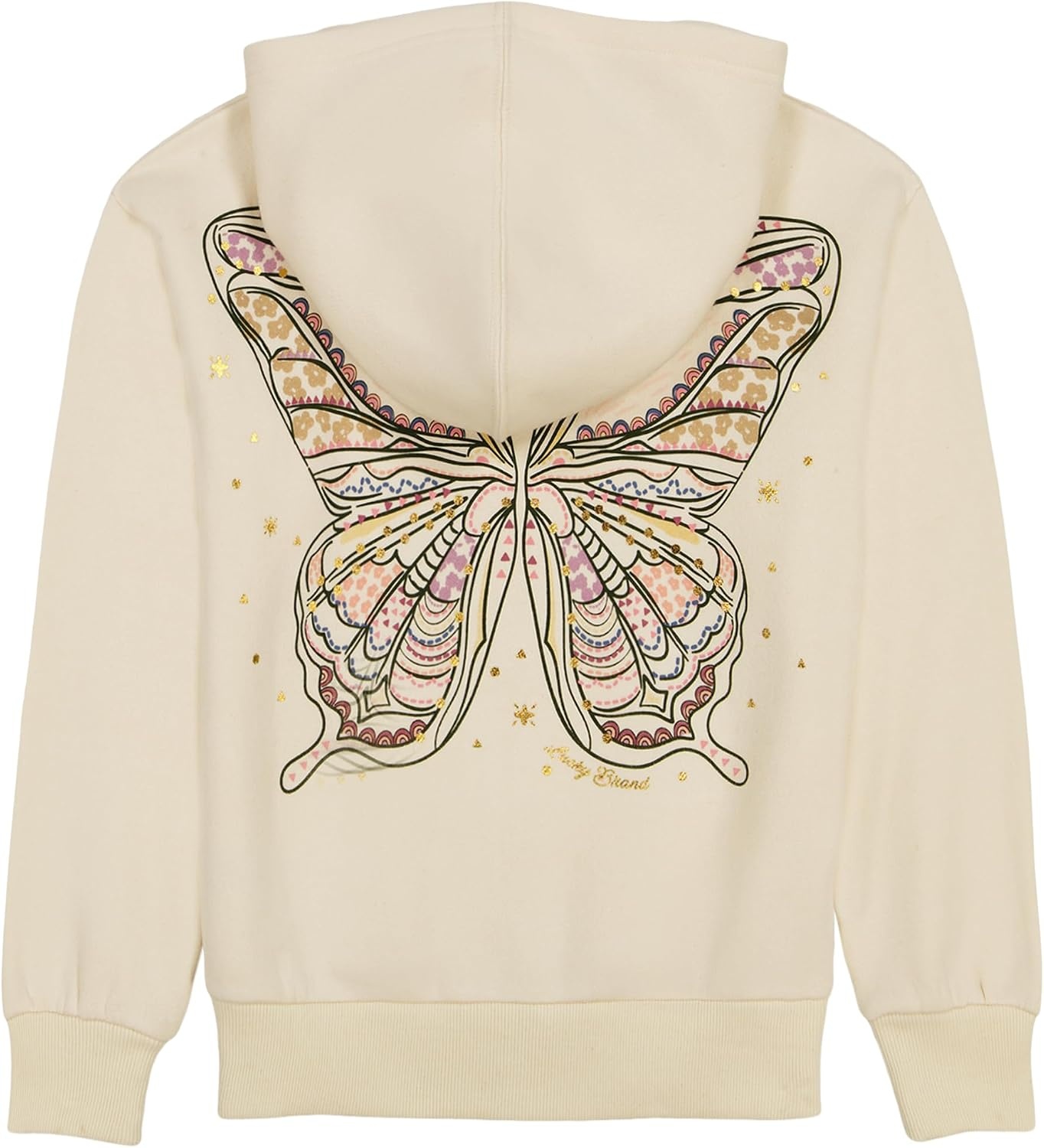 image:imageLucky Brand Girls Long Sleeve Fleece Full Zip Hoodie With Ribbed Cuffs amp WaistSeedpearl Butterfly Wings