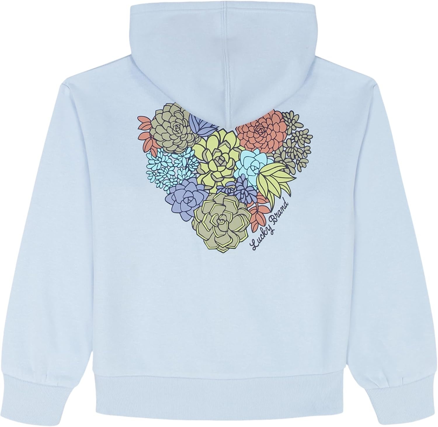 image:imageLucky Brand Girls Long Sleeve Fleece Full Zip Hoodie With Ribbed Cuffs amp WaistSucculent Heart