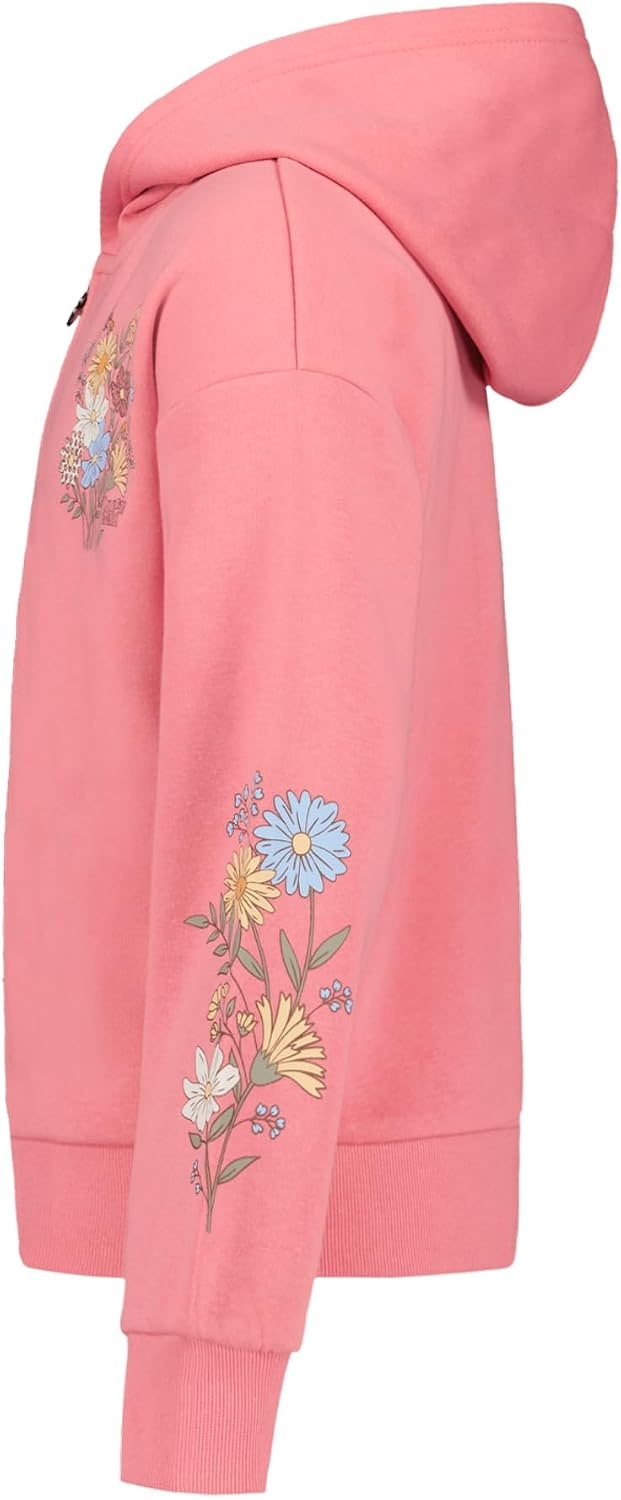 image:imageLucky Brand Girls Long Sleeve Fleece Full Zip Hoodie With Ribbed Cuffs amp WaistWild Rose Bouquet