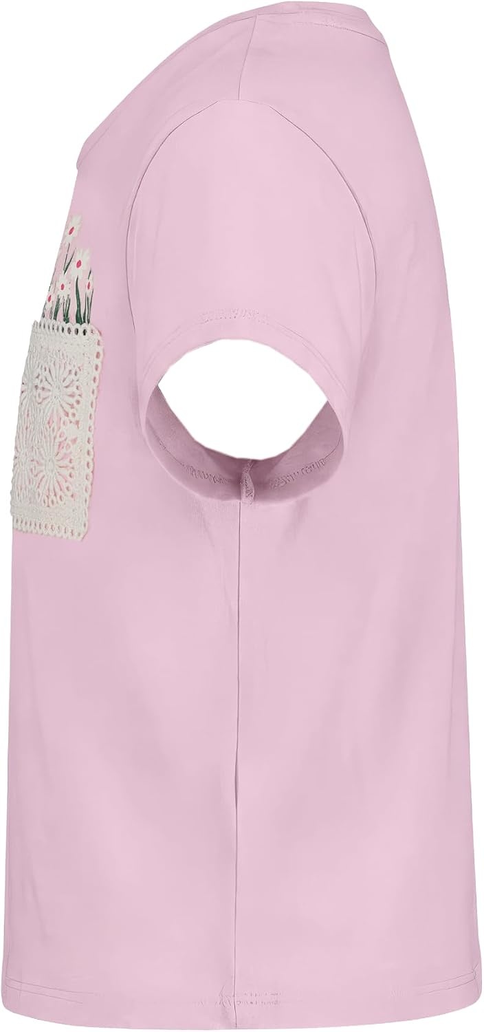 image:imageLucky Brand Girls Short Sleeve Graphic TShirt Tagless Cotton Tee with Fun DesignsDaisy Pocket Orchid