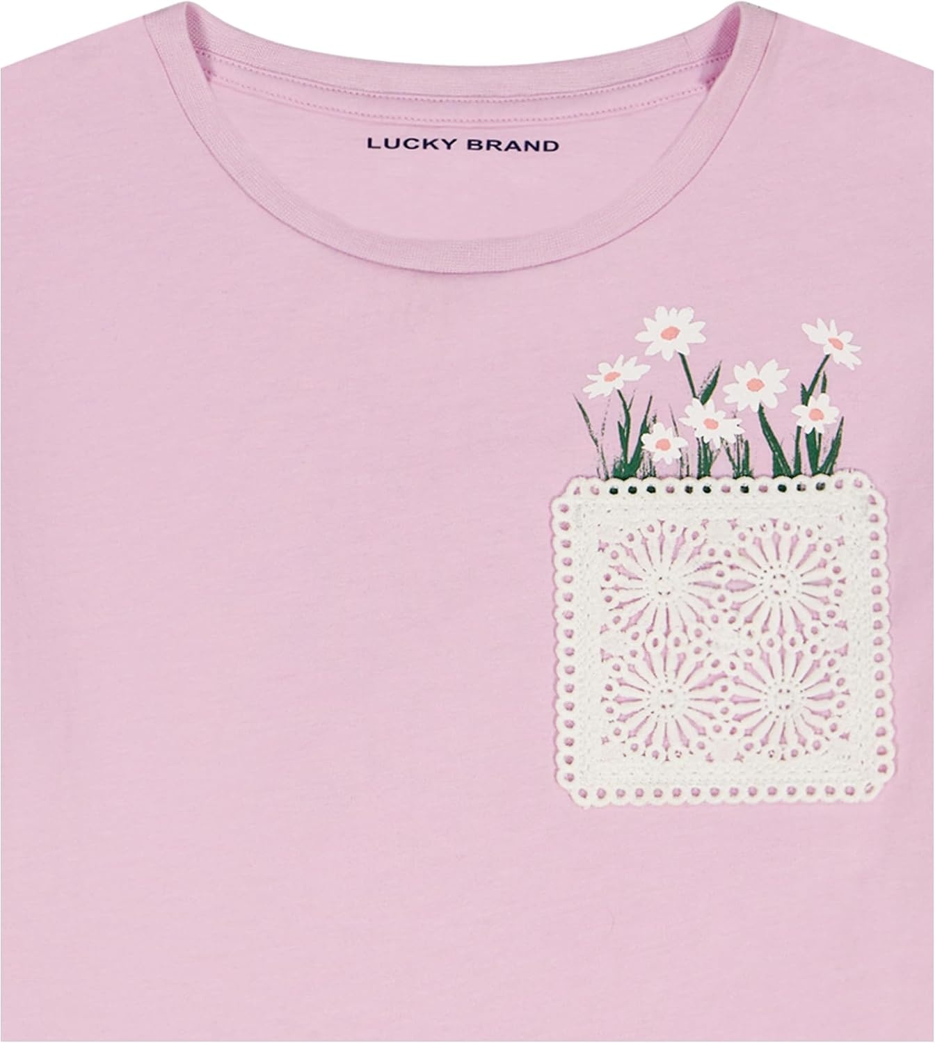 image:imageLucky Brand Girls Short Sleeve Graphic TShirt Tagless Cotton Tee with Fun DesignsDaisy Pocket Orchid