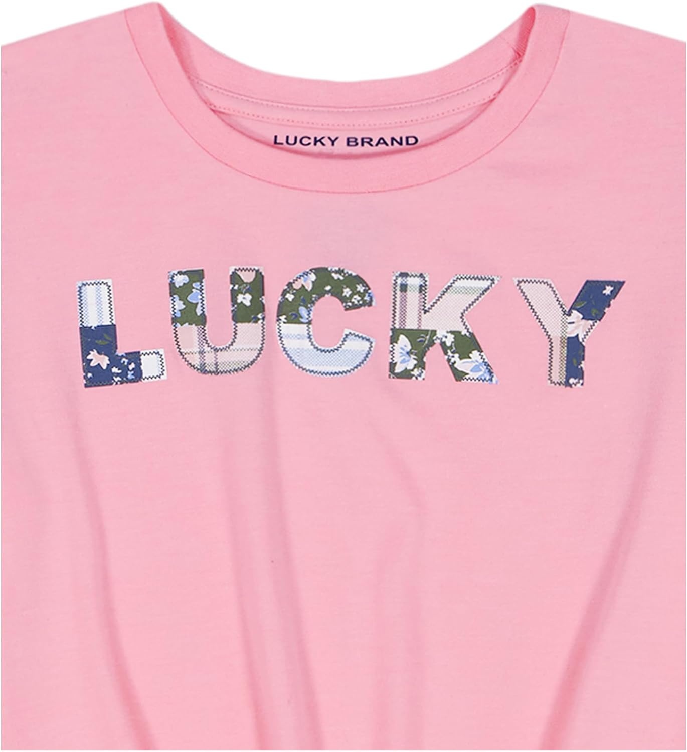 image:imageLucky Brand Girls Short Sleeve Graphic TShirt Tagless Cotton Tee with Fun DesignsPatchwork Peony