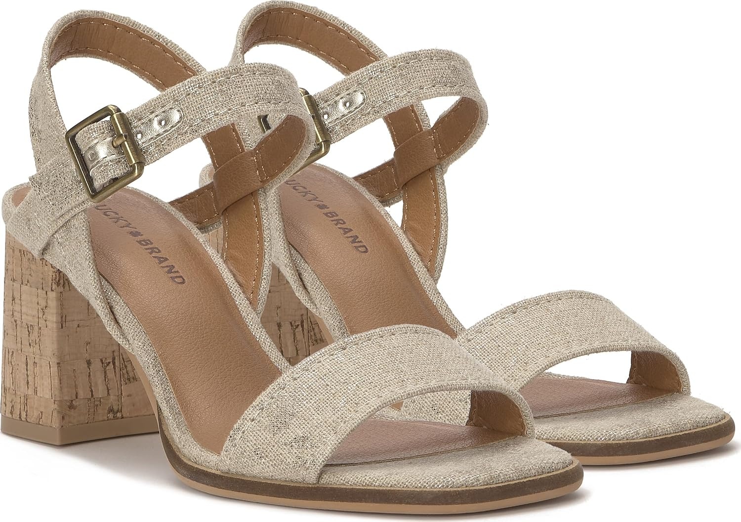 image:imageLucky Brand Hallia Ankle Strap SandalsNaturalPlatino