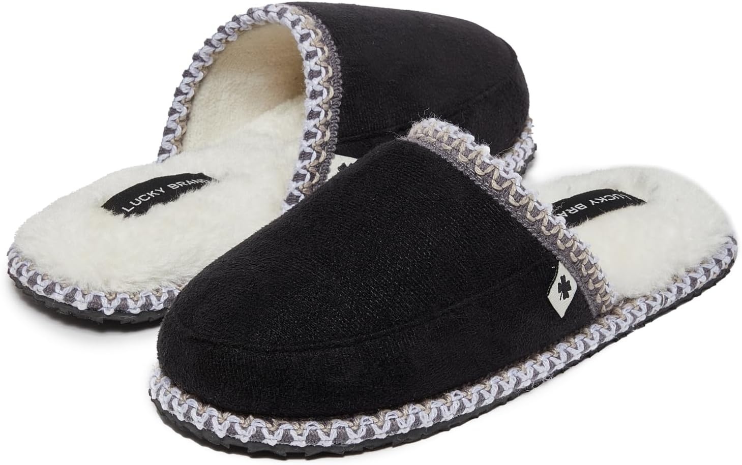 image:imageLucky Brand MicroSuede Memory Foam Boys Slippers Closed Toe Plush Lined House ShoesKids SlippersBlack