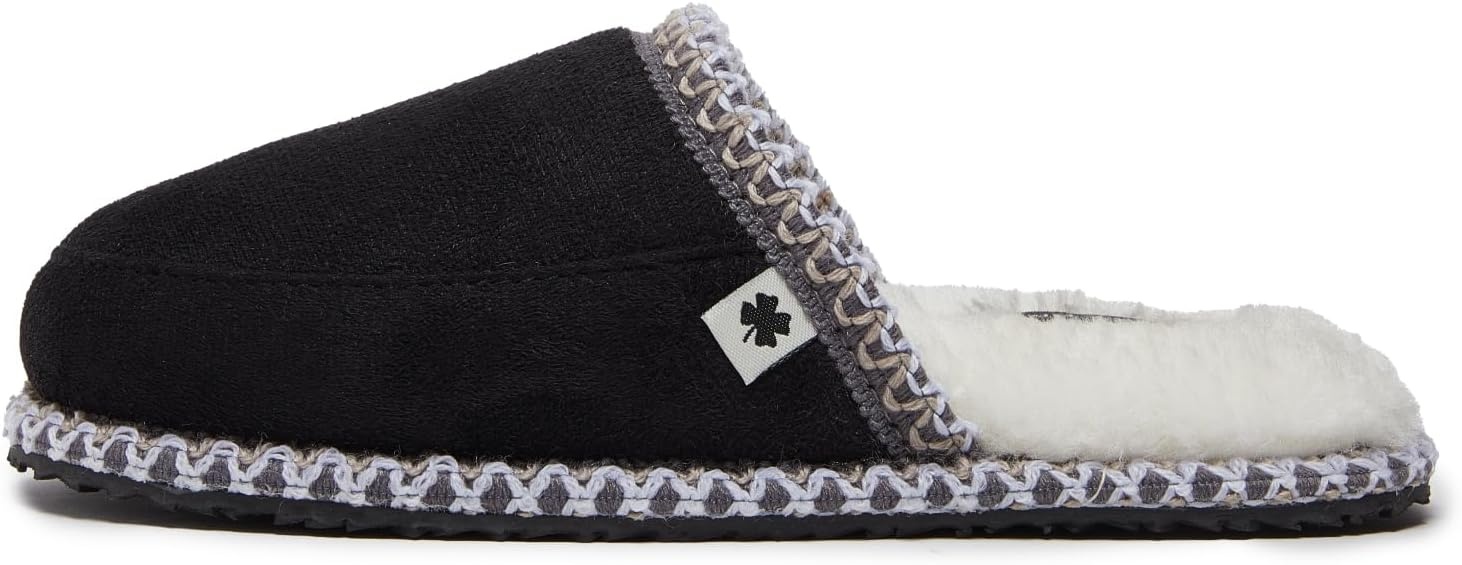 image:imageLucky Brand MicroSuede Memory Foam Boys Slippers Closed Toe Plush Lined House ShoesKids SlippersBlack