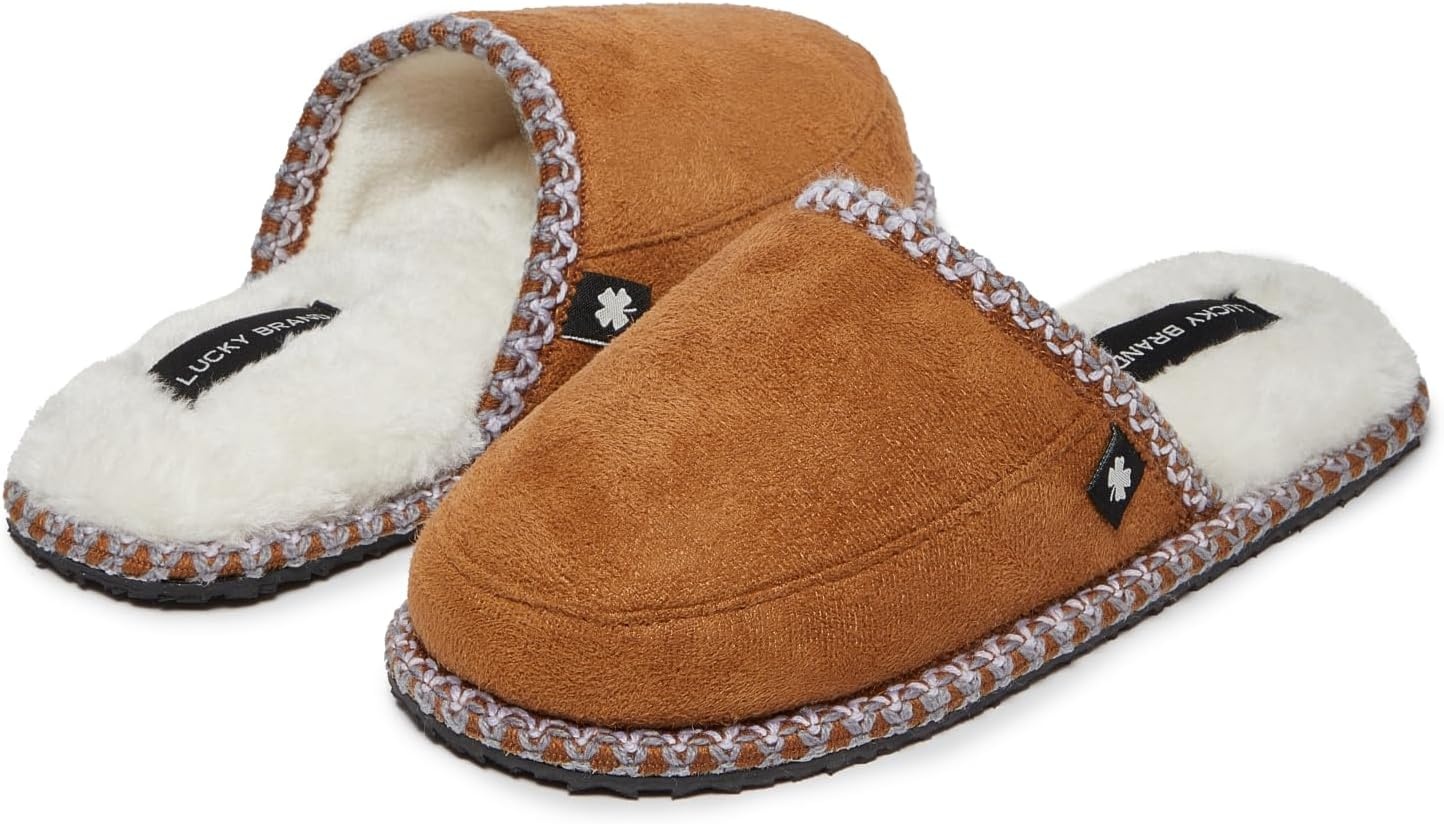 image:imageLucky Brand MicroSuede Memory Foam Boys Slippers Closed Toe Plush Lined House ShoesKids SlippersTan