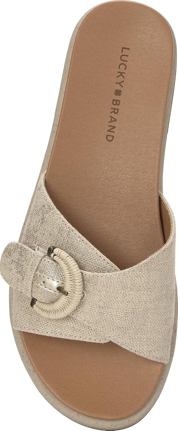 image:imageLucky Brand Suszie Buckle Flat SandalsNaturalPlatino