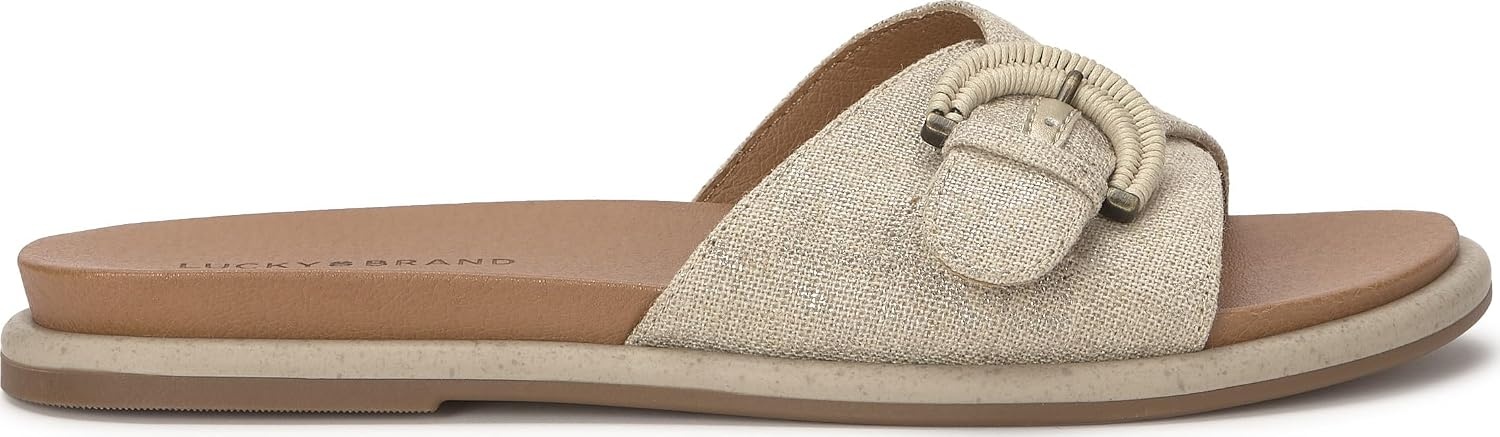 image:imageLucky Brand Suszie Buckle Flat SandalsNaturalPlatino