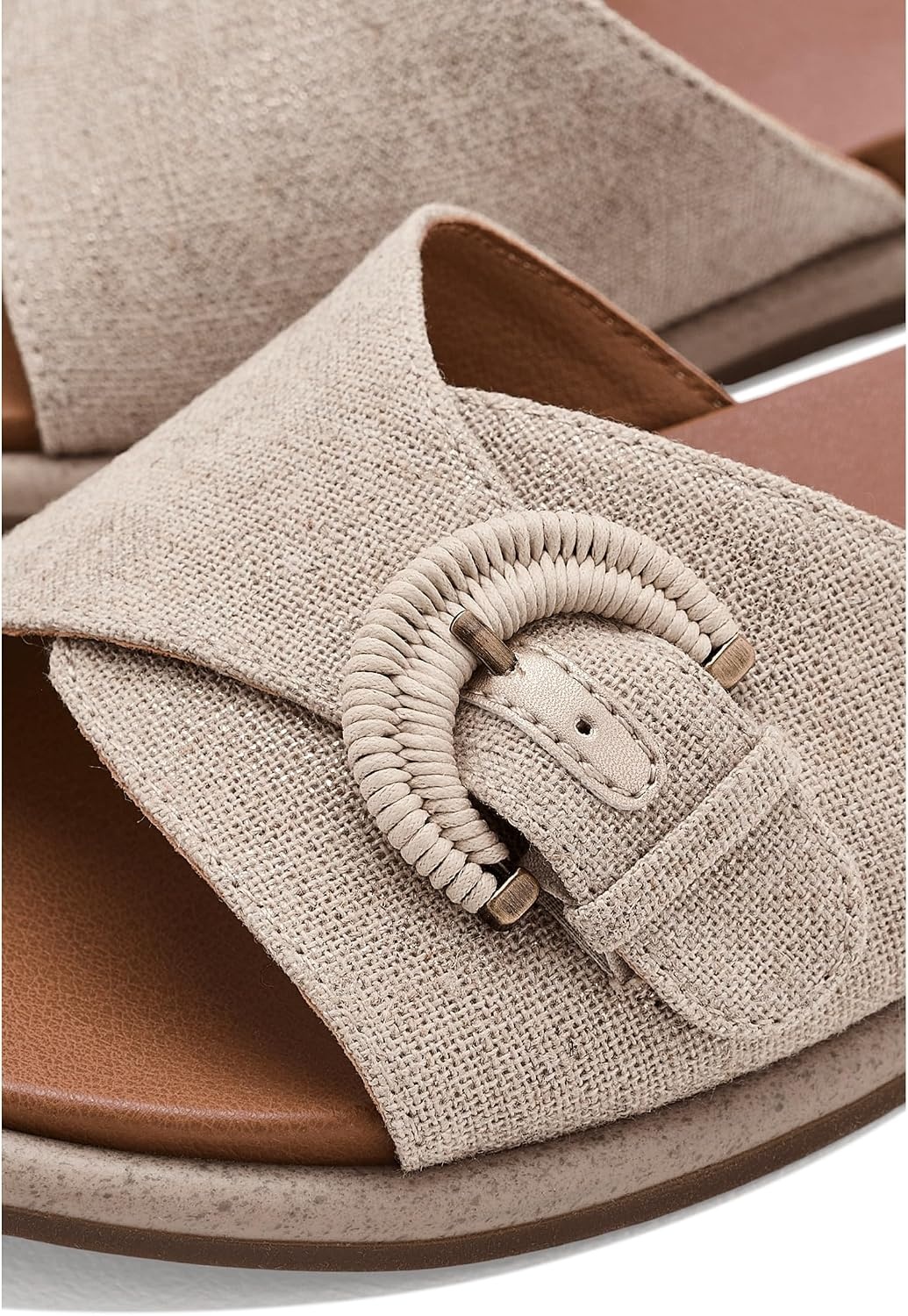 image:imageLucky Brand Suszie Buckle Flat SandalsNaturalPlatino
