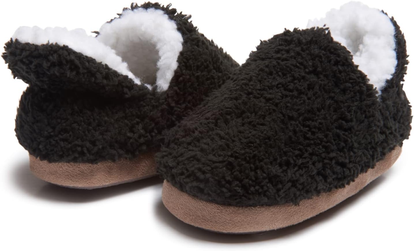 image:imageLucky Brand Toddler Boys Non Slip Sherpa ALine Home Slippers Kids Rubber Sole Indoor House Shoes Bedroom Slipper Size 510Black