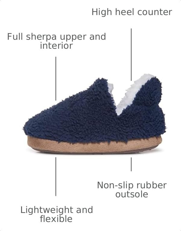 image:imageLucky Brand Toddler Boys Non Slip Sherpa ALine Home Slippers Kids Rubber Sole Indoor House Shoes Bedroom Slipper Size 510Navy