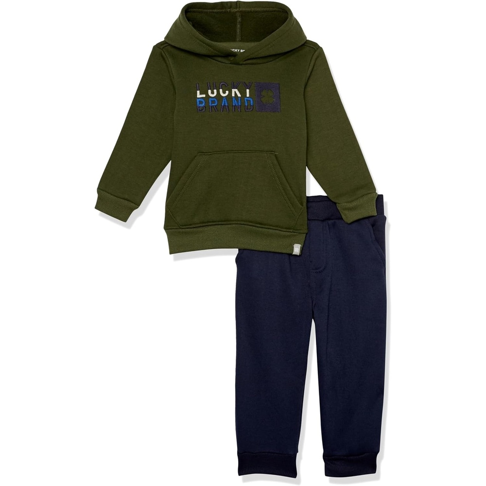 image:imageLucky Brand Baby Boys 2 Piece Fleece Hooded Jog SetOlive Black