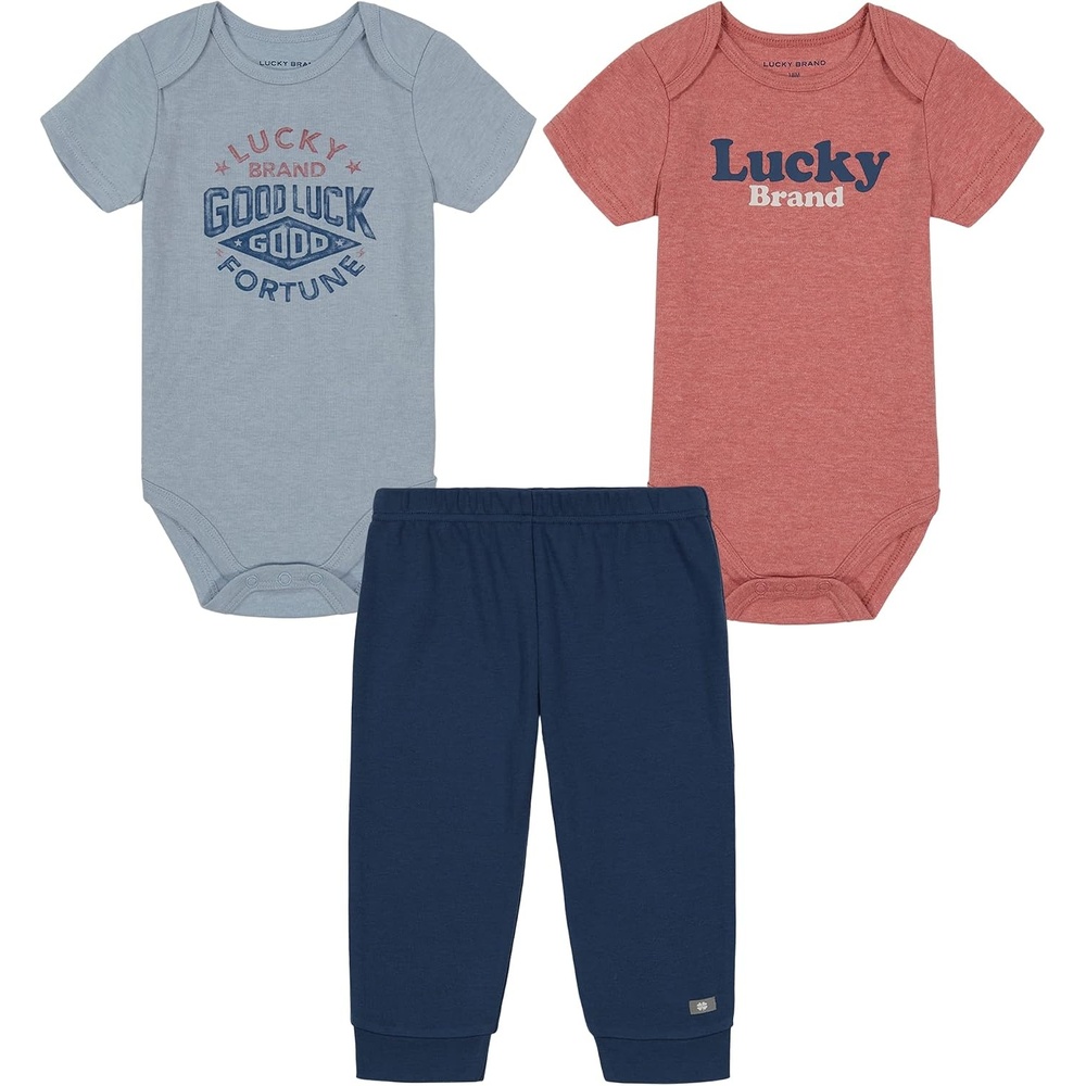image:imageLucky Brand Baby Boys 3 Pieces Pant SetBlue Fog Mineral RedEnsign Blue