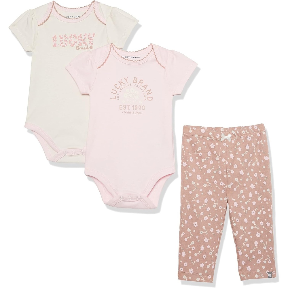 image:imageLucky Brand Baby Girls 3 Pieces Pant SetPinkEgretFawn