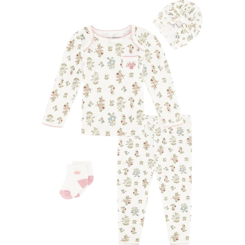 image:imageLucky Brand Baby Girls 3 Pieces Pant SetWhiteCountry Rose