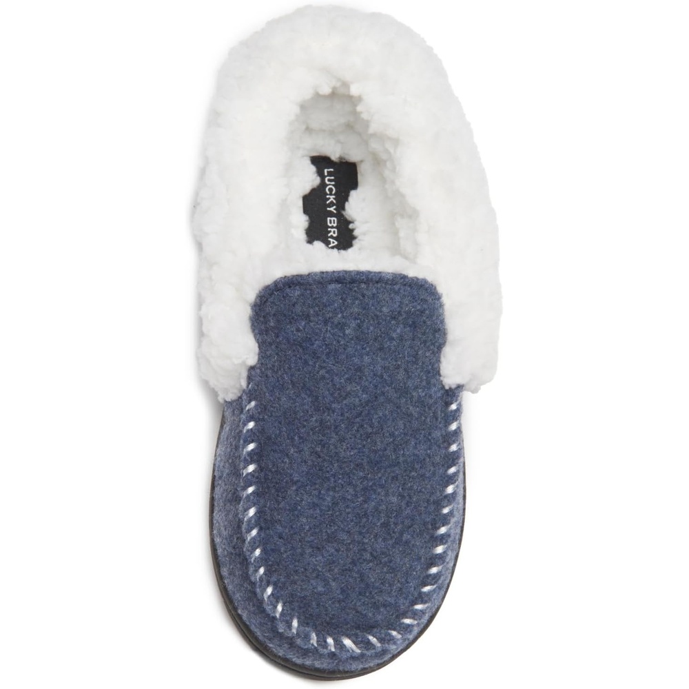 image:imageLucky Brand Boys Faux Wool Aline House Shoes for Kids Memory Foam SlippersBlueWhite