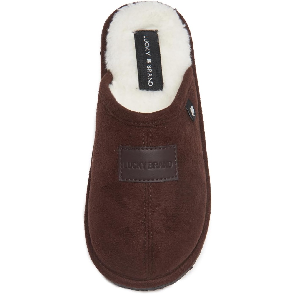 image:imageLucky Brand Boys MicroSuede Scuff Slippers Kids House Shoes with Plush LiningDark Brown