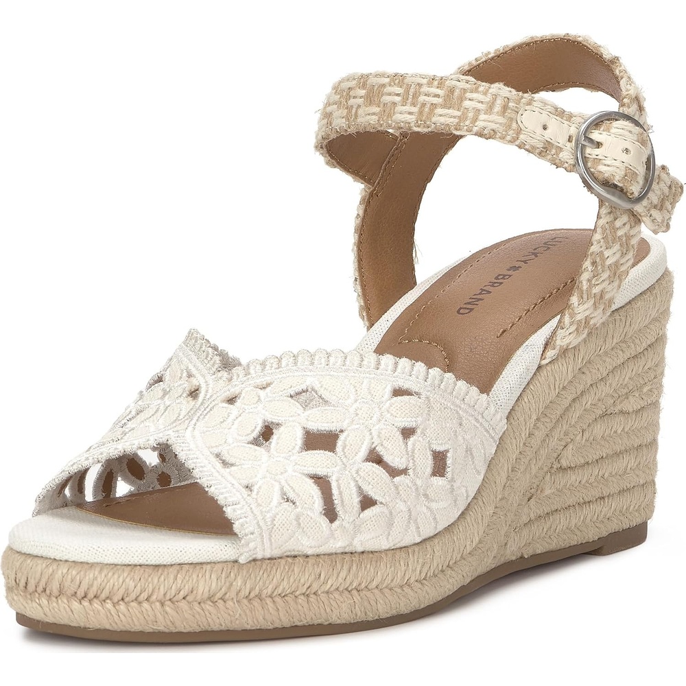 image:imageLucky Brand Coyna Floral Espadrille Wedge SandalsWhite