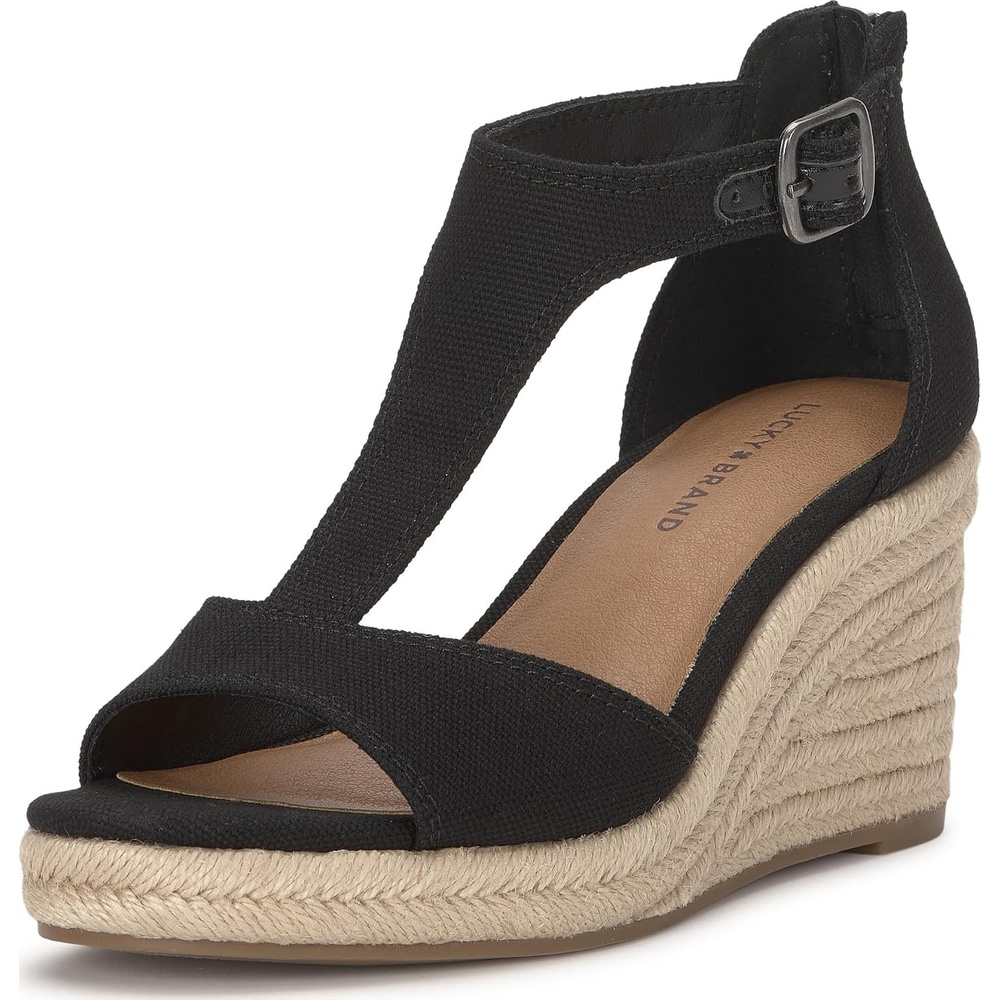 image:imageLucky Brand Cyleste TStrap Wedge SandalsBlack