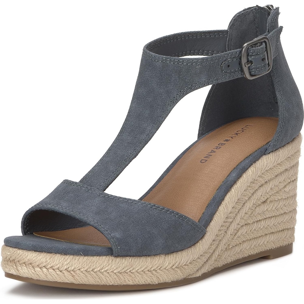 image:imageLucky Brand Cyleste TStrap Wedge SandalsNavy