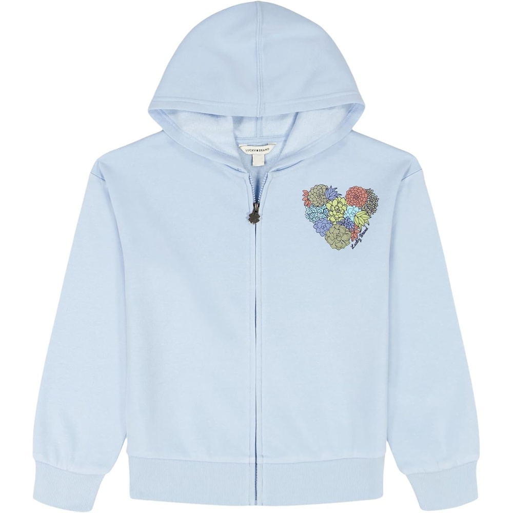 image:imageLucky Brand Girls Long Sleeve Fleece Full Zip Hoodie With Ribbed Cuffs amp WaistSucculent Heart
