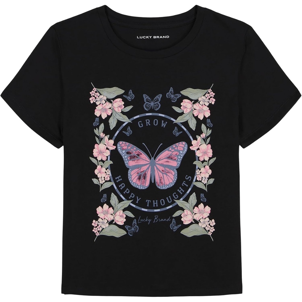 image:imageLucky Brand Girls Short Sleeve Graphic TShirt Tagless Cotton Tee with Fun DesignsHappy Thoughts
