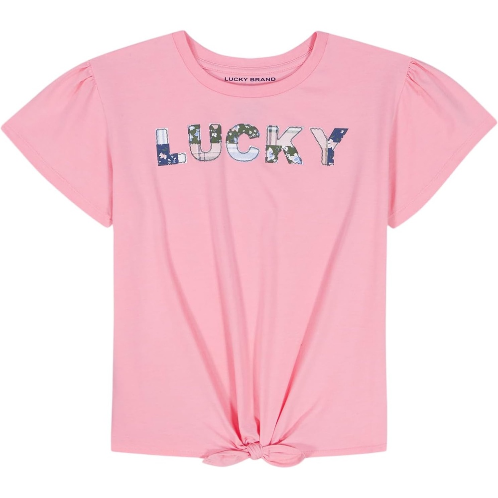 image:imageLucky Brand Girls Short Sleeve Graphic TShirt Tagless Cotton Tee with Fun DesignsPatchwork Peony