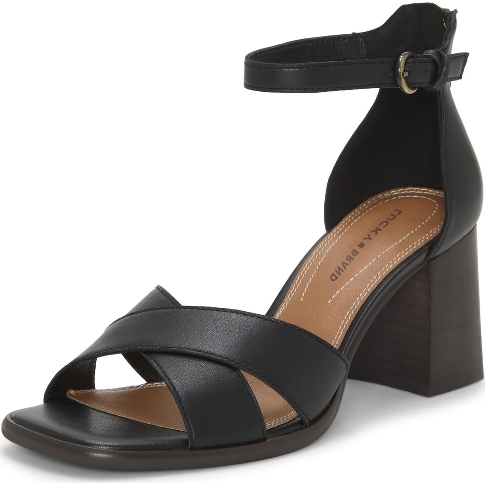 image:imageLucky Brand Herrika Cross Band High Heel SandalsBlack