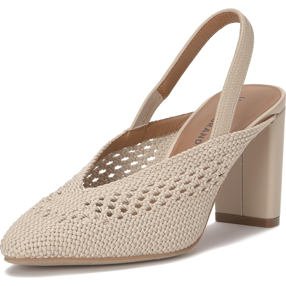 image:imageLucky Brand Melony Woven Slingback High HeelOffwhite